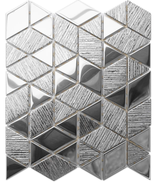 Mosaïque en verre sur filet pour salle de bain ou cuisine 26,3 cm x 30,3 cm - Miroir rayé