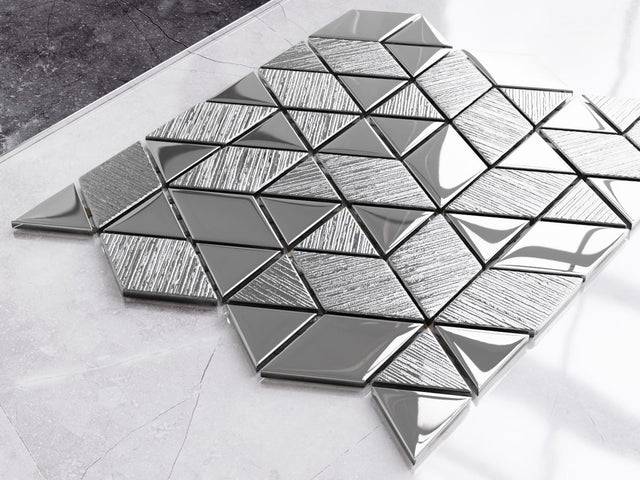 Mosaïque en verre sur filet pour salle de bain ou cuisine 26,3 cm x 30,3 cm - Miroir rayé