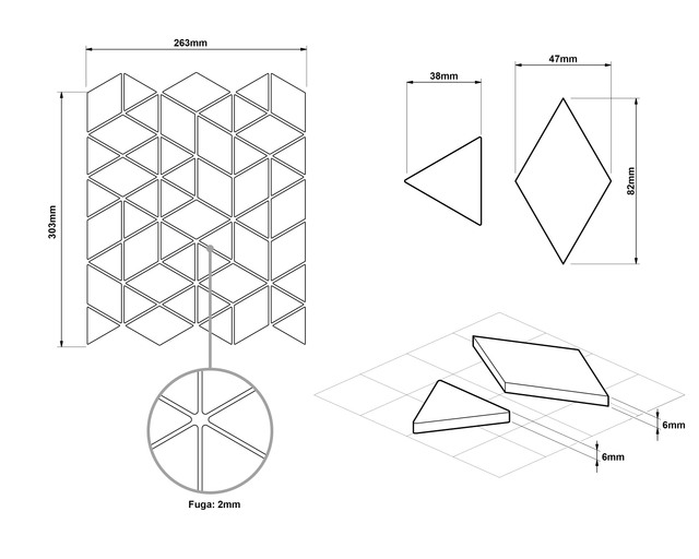 Mosaïque en verre sur filet pour salle de bain ou cuisine 26,3 cm x 30,3 cm - Miroir rayé