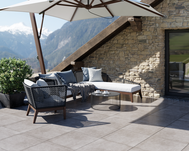 Piastrella per pavimento per esterno 60 x 60 cm sp. 2 cm, rettificato, effetto pietra - Moon Light Grey