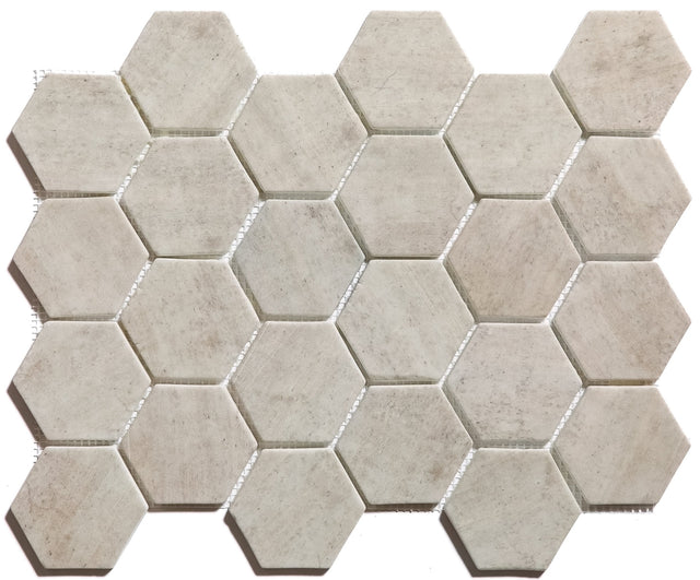 Mosaïque en verre pressé sur filet pour salle de bain et cuisine 43,5 cm x 32 cm - Taupe pierre clair mat