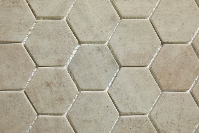 Pressed glass mosaic on mesh for bathroom and kitchen 43.5 cm x 32 cm - Taupe stone light matte