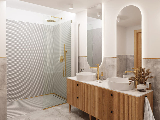 Ceramic mosaic on mesh for bathroom or kitchen 29.3 cm x 31.7 cm - Matt white dots