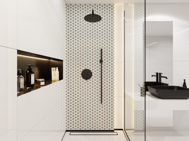 Keramikmosaik auf Netz für Bad oder Küche 26,3 cm x 30,3 cm - Dreieckige Decke