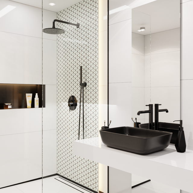 Mosaïque en céramique sur filet pour salle de bain ou cuisine 26,3 cm x 30,3 cm - Couverture triangulaire