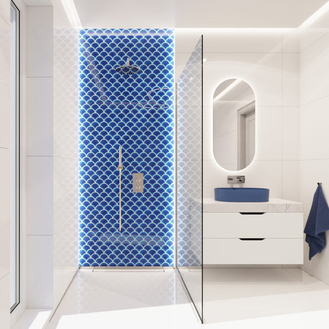 Mosaico de cerámica en red para baño o cocina 29 cm x 28.5 cm - Cielo azul