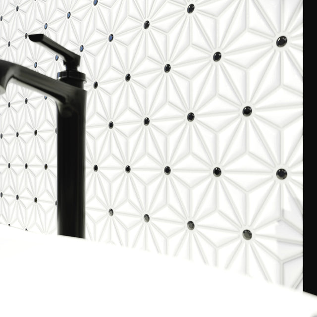 Ceramic mosaic on mesh for bathroom or kitchen 29.4 cm x 30.7 cm - Origami