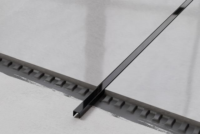 Perfil U de conexión en acero inoxidable rectificado negro brillante