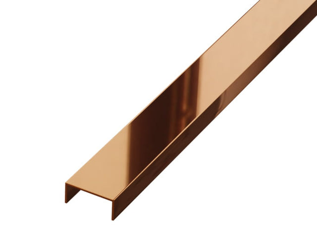 Profil U aus rostfreiem Stahl, poliert, mit verchromtem Kupfer