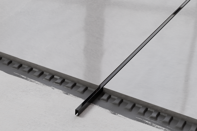 Perfil U de conexión en acero inoxidable rectificado negro brillante