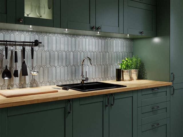 Keramikmosaik auf Netz für Bad oder Küche 25,5 cm x 35 cm - City Vibes