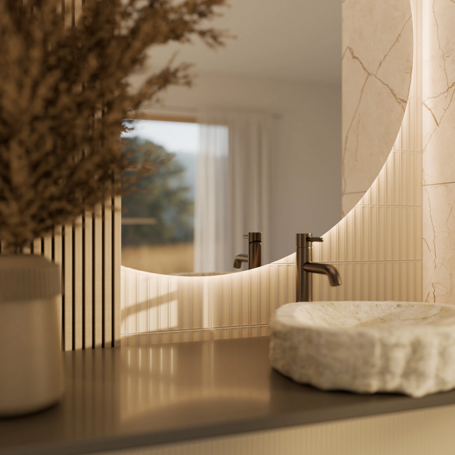 Mosaico su rete in ceramica per bagno o cucina 29.6 cm x 29.3 cm - Beige piano