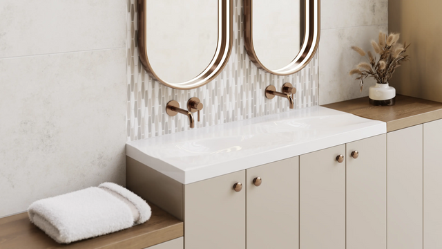 Mosaico in ceramica su rete per bagno o cucina 30.2 cm x 30.4 cm - Long hexagon