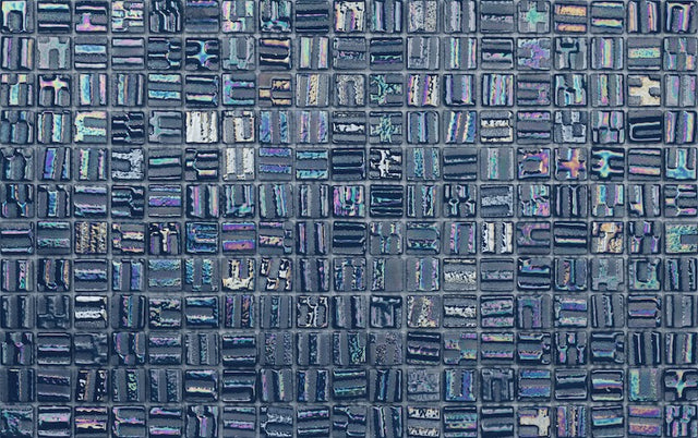 Pressed glass mosaic on mesh for bathroom and kitchen 32.5 cm x 51.5 cm - Veneto Ocean Blue pool