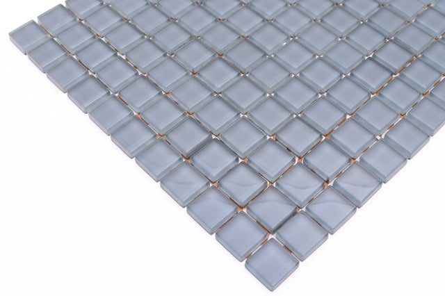 Glass mosaic on mesh for kitchen or bathroom 30 cm x 30 cm - Pure grey