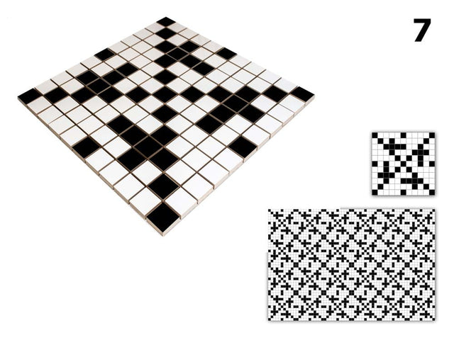 Mosaico in ceramica su rete per bagno o cucina 30 cm x 30 cm - Geometric 7 White black