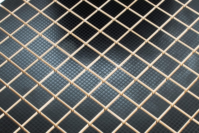Ceramic mosaic on mesh for bathroom or kitchen 30 cm x 30 cm - Total black