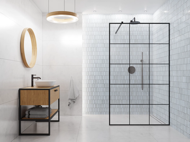 Ceramic mosaic on mesh for bathroom or kitchen 29.7 cm x 28.8 cm - Caotic grey