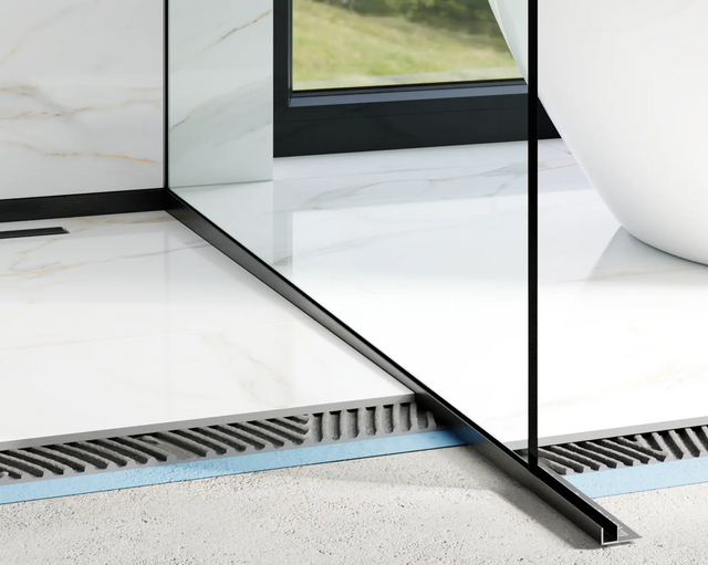 Profil verre douche et sol droit noir satiné