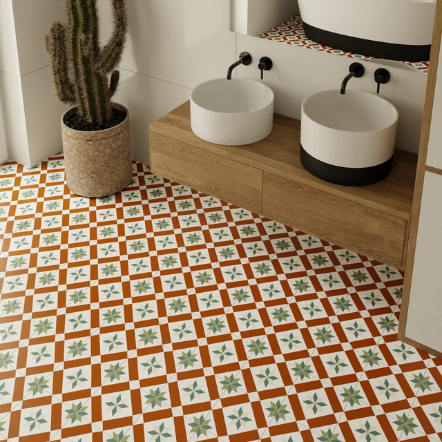 Decorative porcelain stoneware tile 20 cm x 20 cm, class I - Peony flower