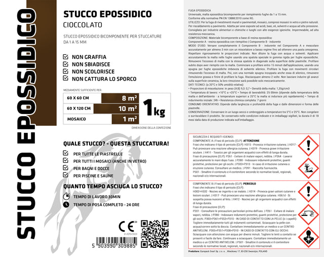 Stucco epossidico bicomponente per fughe da 1 a 15 mm - Cioccolato