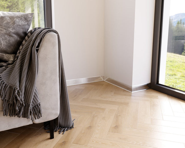 Sockelleiste F und Zubehör aus Stahl 270 cm - Satin Silber