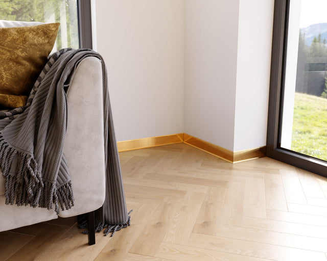 Skirting Board F and accessories in steel 270 cm - Satin gold