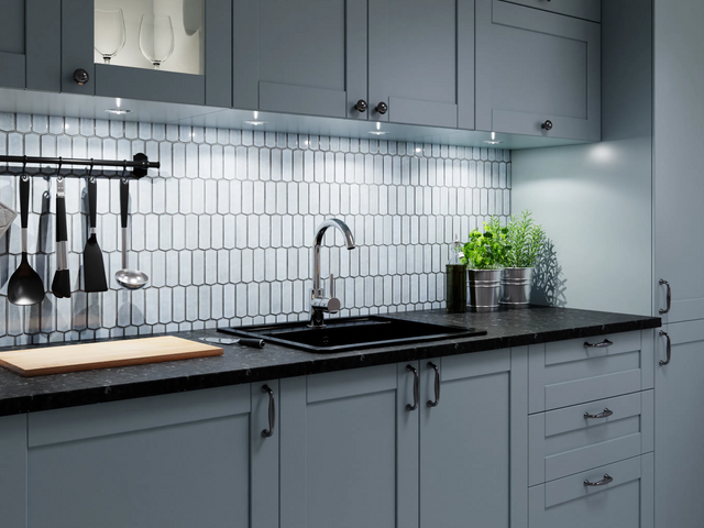 Mosaico de cerámica en malla para baño o cocina 29.7 cm x 28.8 cm - Caotic grey