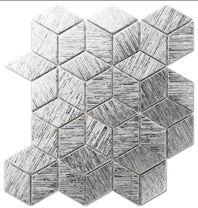 Glass mosaic on mesh for bathroom or kitchen 30.5 cm x 26.5 cm - Silver eagle