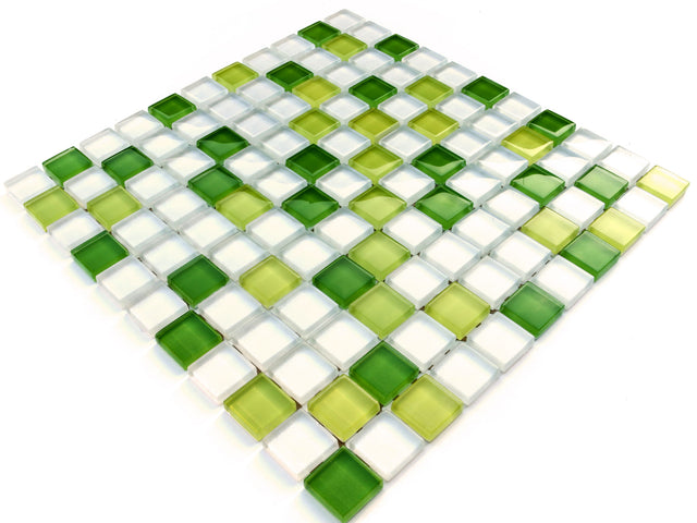 Mosaico in vetro su rete per bagno o cucina 30 cm x 30 cm - Apple Marshmallow