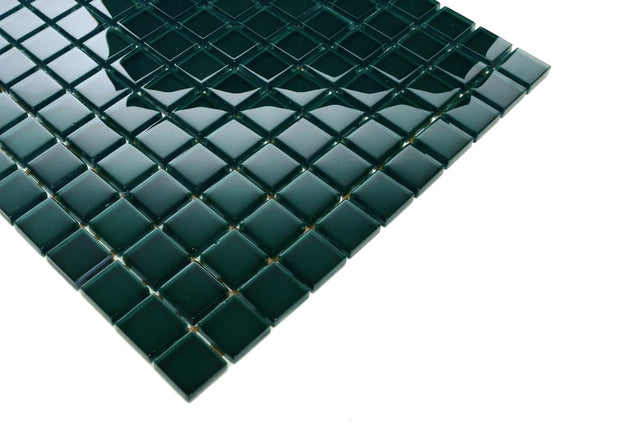 Mosaik aus Glas auf Netz für Bad oder Küche 30 cm x 30 cm - Green Ice