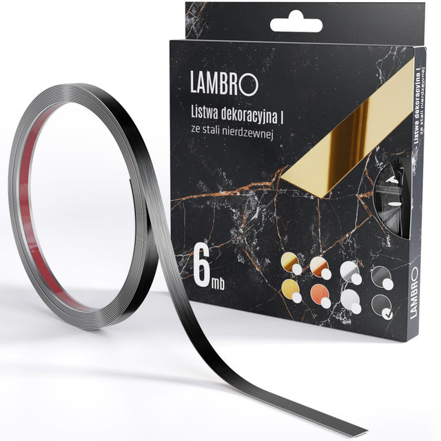 Striscia decorativa autoadesiva, 6 m - Nero satinato