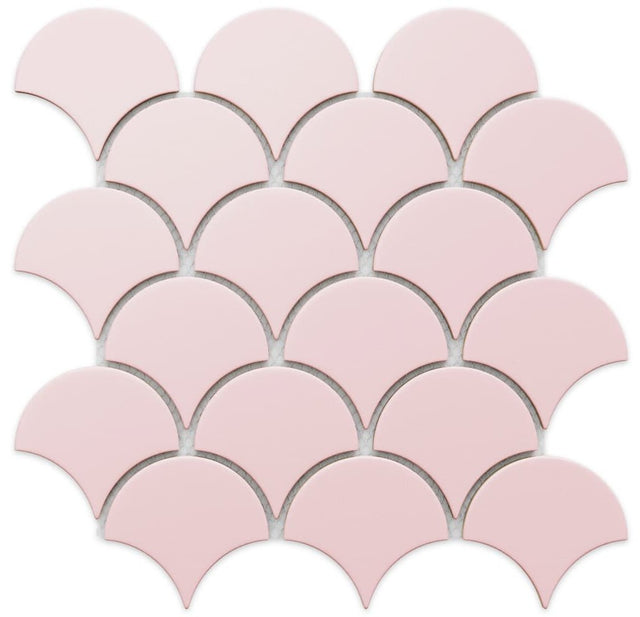 Mosaik aus Keramik auf Netz für Bad oder Küche 28,5 cm x 29,0 cm - Pink sunset