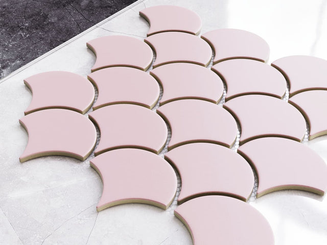 Mosaico de cerámica en red para baño o cocina 28.5 cm x 29.0 cm - Pink sunset