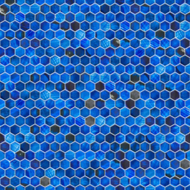 Mosaico in ceramica esagonale su rete per bagno o cucina 27 cm x 31.2 cm - Mixed ocean hive