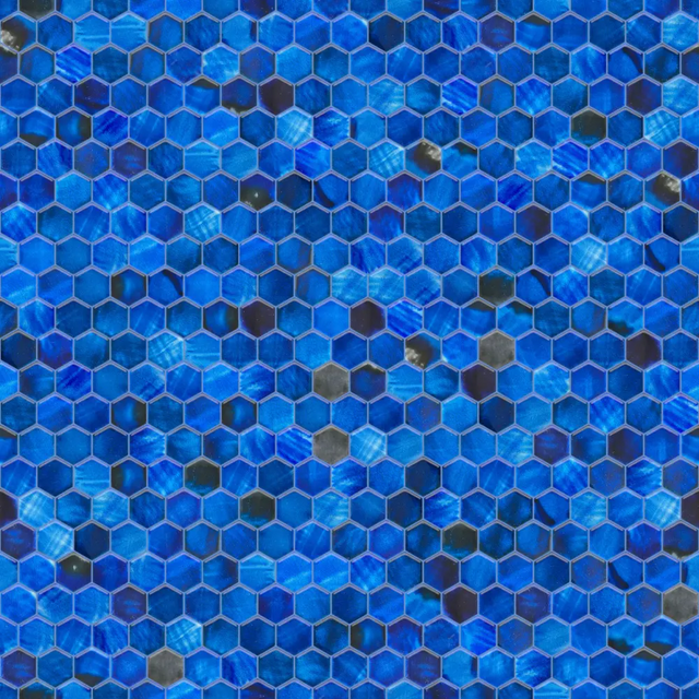 Mosaico in ceramica esagonale su rete per bagno o cucina 27 cm x 31.2 cm - Mixed ocean hive