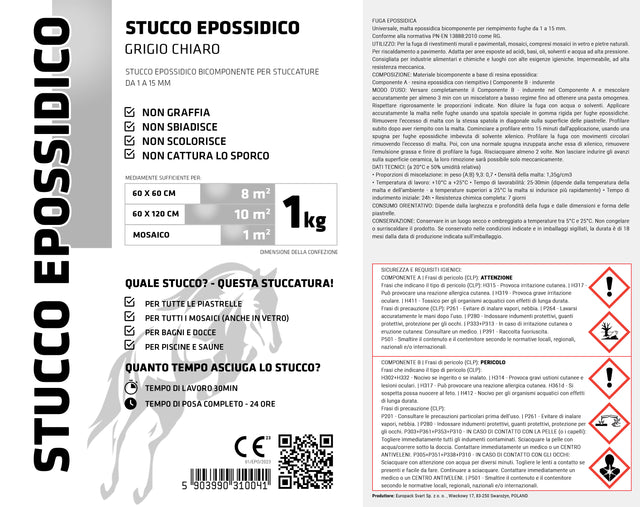 Two-component epoxy grout for joints from 1 to 15 mm - Light gray