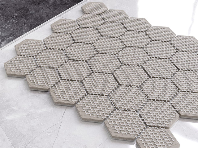 Mosaico de cerámica hexagonal en red para baño o cocina 32.3 cm x 27.7 cm - Marble Honey