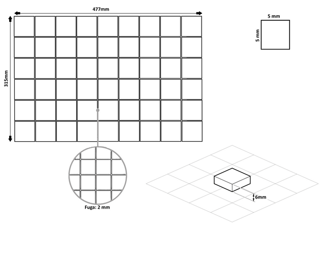 Mosaico in vetro pressato per piscine, bagni e saune 31.5 cm x 47.7 cm - Modena Cannes pool