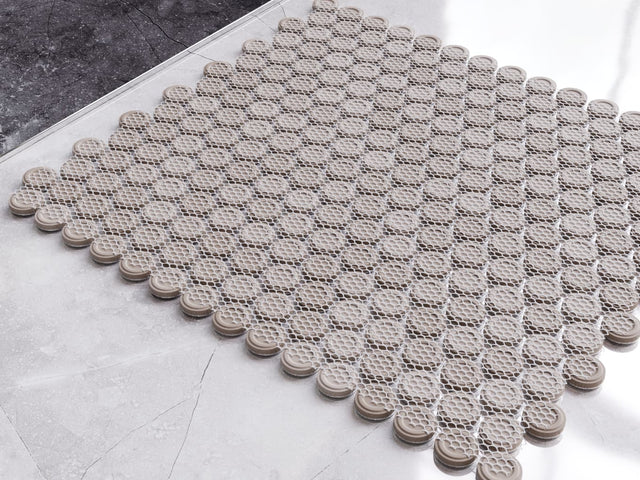 Mosaico de cerámica en malla para baño o cocina 29.3 cm x 31.7 cm - Silver dots