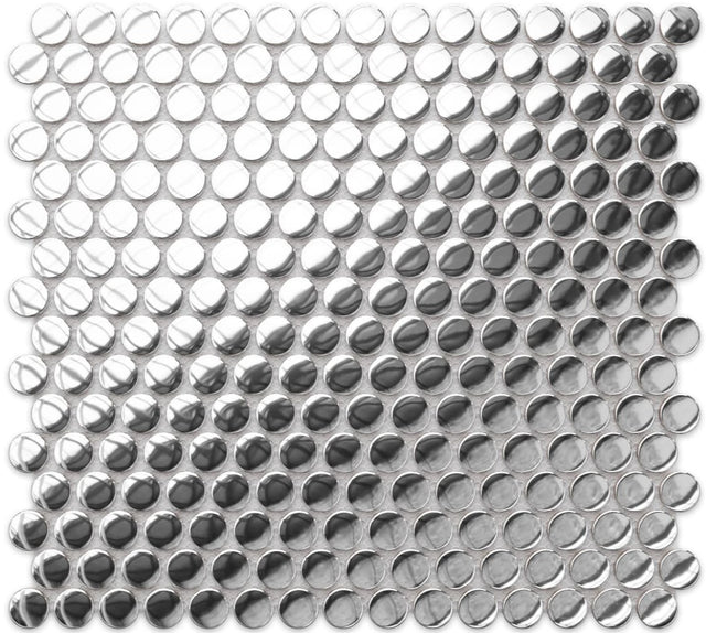 Ceramic mosaic on mesh for bathroom or kitchen 29.3 cm x 31.7 cm - Silver dots