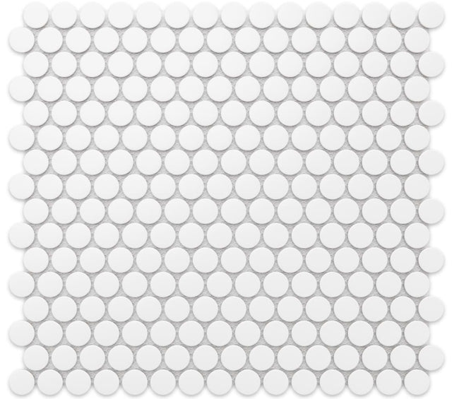 Ceramic mosaic on mesh for bathroom or kitchen 29.3 cm x 31.7 cm - Matt white dots