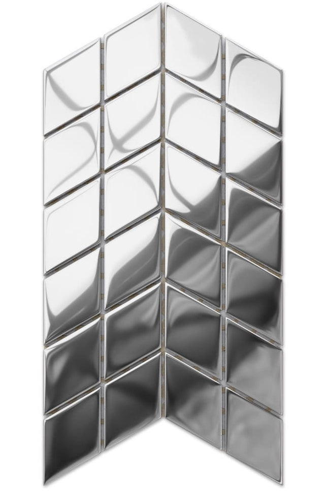 Glass mosaic on mesh for bathroom or kitchen 17.2 cm x 29.8 cm - Mini silver chevron