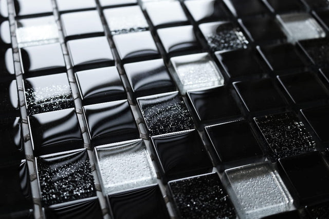 Glass mosaic on mesh for bathroom or kitchen 30 cm x 30 cm – Moon night