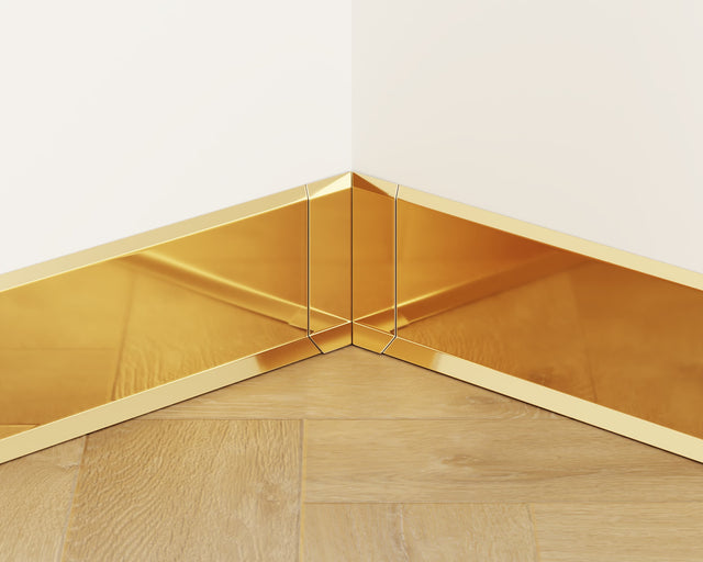 Skirting Board F and accessories in steel 270 cm - Glossy Gold