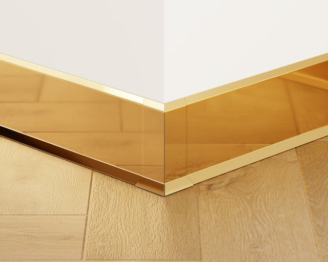 Skirting Board F and accessories in steel 270 cm - Glossy Gold