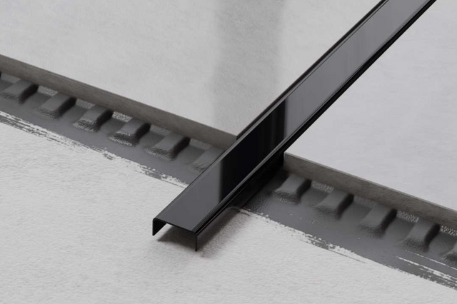 Perfil C de unión en acero inoxidable negro brillante