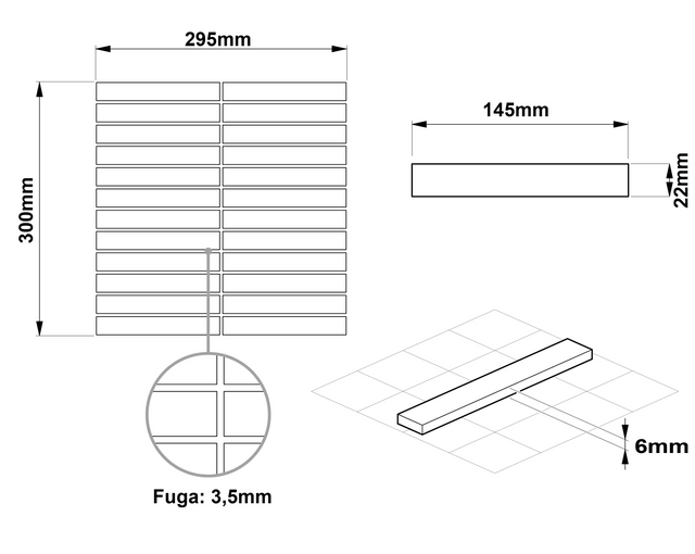 Mosaïque sur filet en céramique pour salle de bain ou cuisine 29,5 cm x 30 cm - Élégant piano