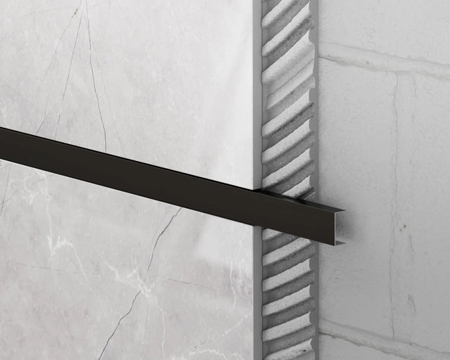 Profilo di raccordo a U in acciaio inox rettificato 2440 mm x 40 mm x 9 mm - nero opaco