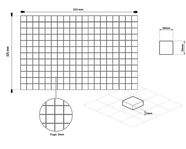 Pressed glass mosaic on mesh for bathroom and kitchen 32.5 cm x 51.5 cm - Alves blend white pool